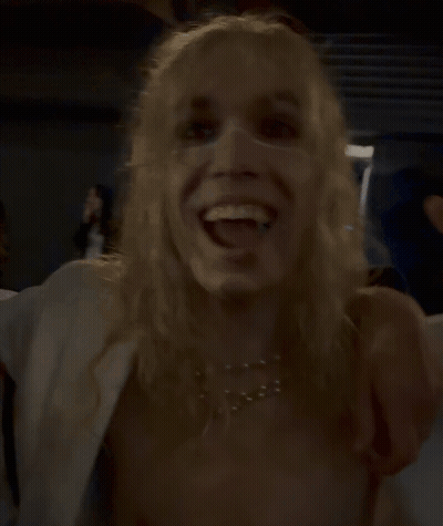 Close Up Blonde Hair Black Makeup GIF