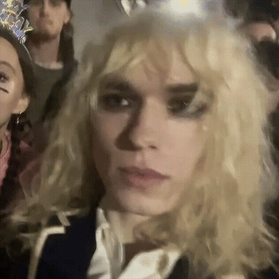 Close Up Blonde Hair Black Makeup GIF