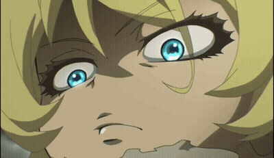Close Up Cartoon Character Blue Eyes Making Funny Face GIF