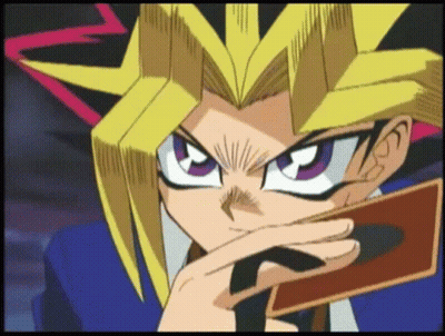 Close Up Cartoon Character Holding Card GIF