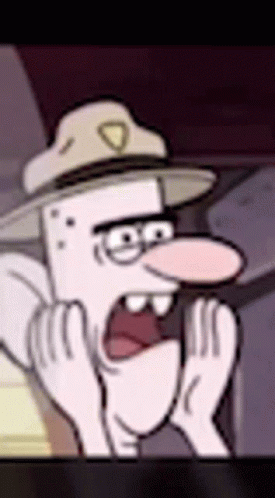 Close Up Cartoon Character Wearing Hat Making Funny Face GIF