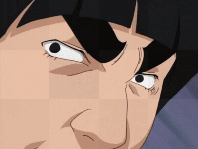 Close Up Cartoon Character With Black Hair And White Eyes GIF