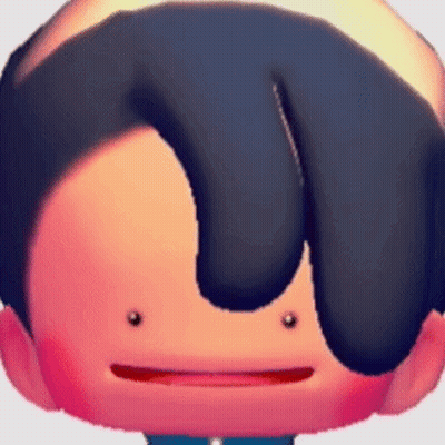 Close Up Cartoon Character With Black Haircut GIF
