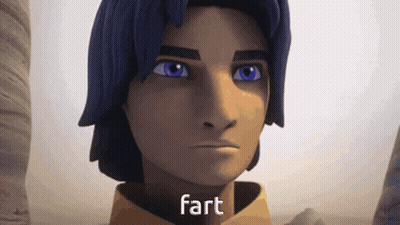Close Up Cartoon Character With Fart On Face GIF