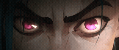 Close Up Cartoon Character With Glowing Red Eyes