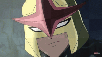 Close Up Cartoon Character With Marvel HQ GIF