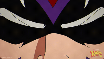 Close-Up Cartoon Eyes With X-Men Logo GIF