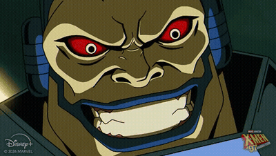 Close Up Cartoon Face With Disney+ Logo GIF