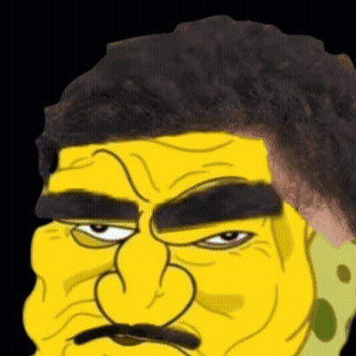 Close-Up Cartoon Face With Mustache Black Background GIF