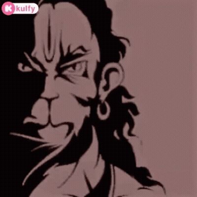 Close-Up Cartoon Monkey With Beard And Earrings GIF