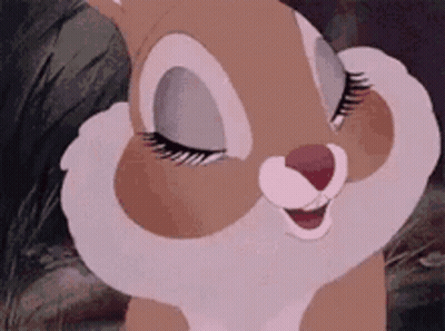 Close Up Cartoon Rabbit Eyes Closed Smiling