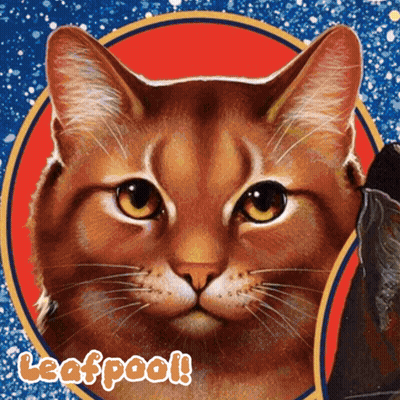 Close Up Cat Face With Leafpool GIF