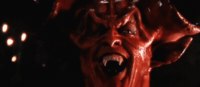 Close Up Demon Face With Mouth Open GIF