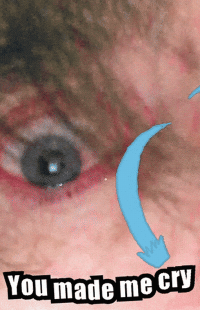 Close Up Eye With Arrow Saying You Made Me Cry GIF