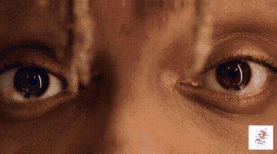 Close-Up Eyes With White Box Saying A GIF