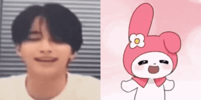 Close Up Face Next To Bunny With Flower GIF