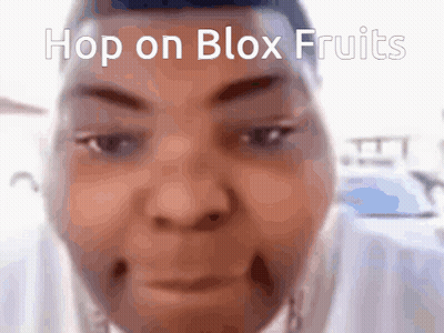 Close Up Face Saying Hop On Blox Fruits GIF