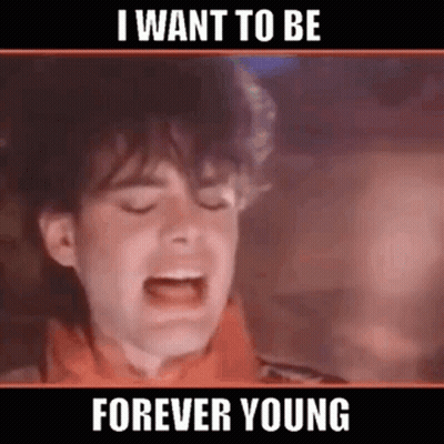 Close Up Face Saying I Want To Be Forever Young GIF