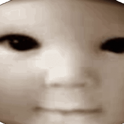Close Up Face With Black Eyes And Smile GIF