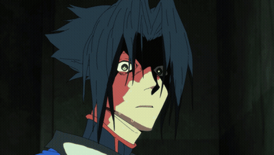 Close Up Face With Blue Hair And Green Eyes GIF