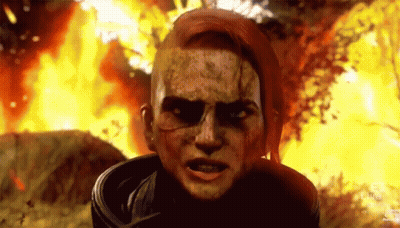 Close Up Face With Fire Background Saying Ss GIF