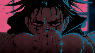 Close-Up Face With Pink And Blue Background GIF