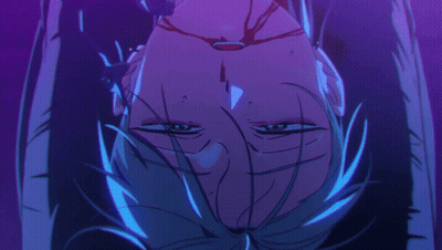 Close Up Face With Purple And Blue Lights GIF