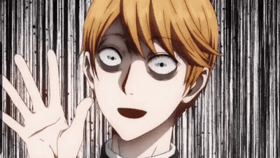 Close Up Face With White Eyes And Black Background GIF