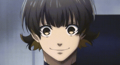 Close Up Face With Yellow Eye And Smile GIF