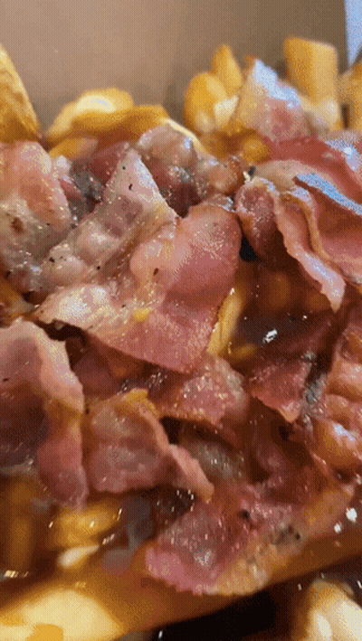 Close Up French Fries With Bacon GIF