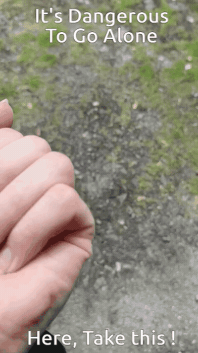 Close Up Hand Saying It's Dangerous To Go Alone GIF