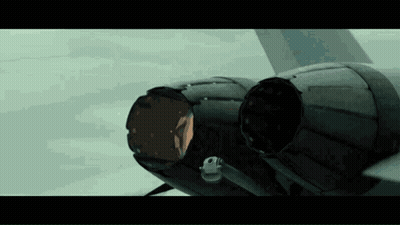 Close-Up Jet Engine With Hole Flying GIF