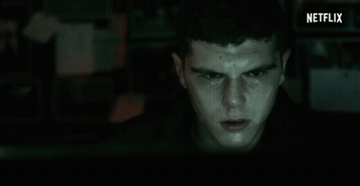 Close Up Man Face Dark Room Netflix Logo GIF