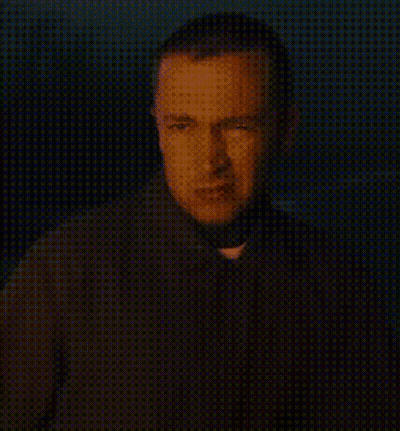 Close Up Man Face With Grid Pattern GIF