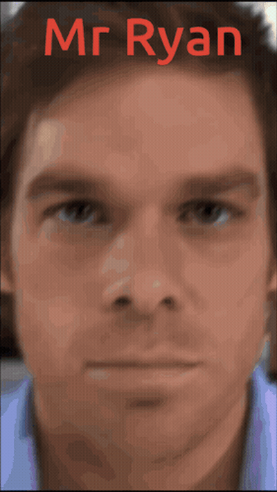 Close Up Man Face With Mr Ryan Red Letters GIF