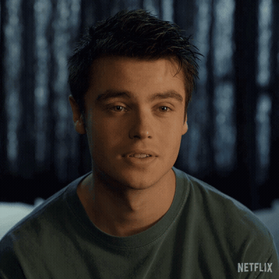 Close Up Man's Face With Netflix Logo GIF