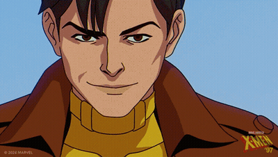 Close Up Man's Face With X-Men Logo GIF