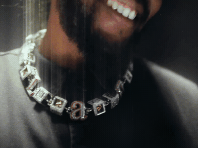 Close-Up Man's Neck With Number 8 Necklace GIF