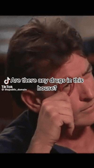 Close Up Man Saying Are There Any Drugs In This House GIF