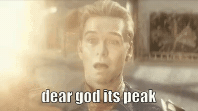 Close Up Man Saying Dear God Its Peak GIF