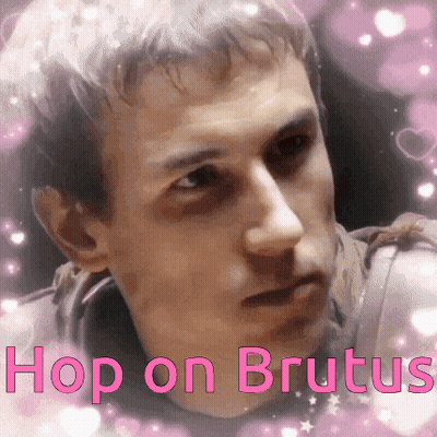 Close Up Man Saying Hop On Brutus GIF
