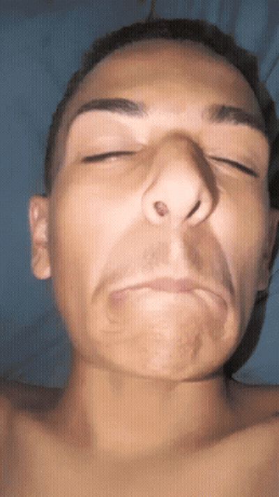 Close Up Man With Eyes Closed And Hole In Nose GIF