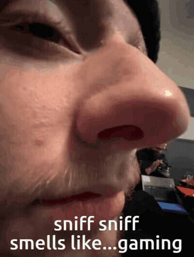 Close Up Nose Sniff Sniff Smells Like Gaming GIF