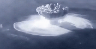 Close-Up Nuclear Explosion In Ocean With Smoke GIF