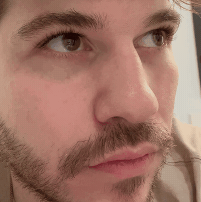 Close Up Of Bearded Man With Red Lips GIF