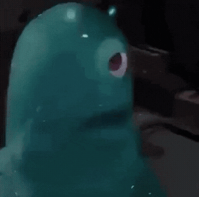 Close Up Of Blue Monster With Pink Eye GIF