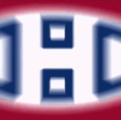 Close Up Of Canadiens Logo On Red And White GIF