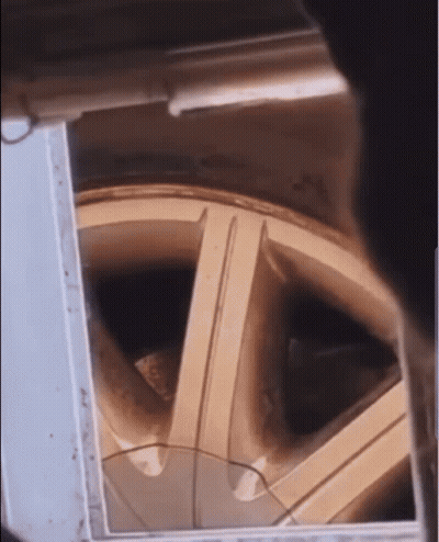 Close Up Of Car Wheel With Lines GIF