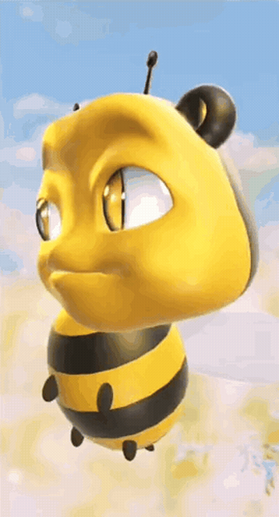 Close Up Of Cartoon Bee With Big Eyes GIF