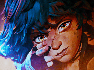 Close Up Of Cartoon Character With Blue Hair GIF